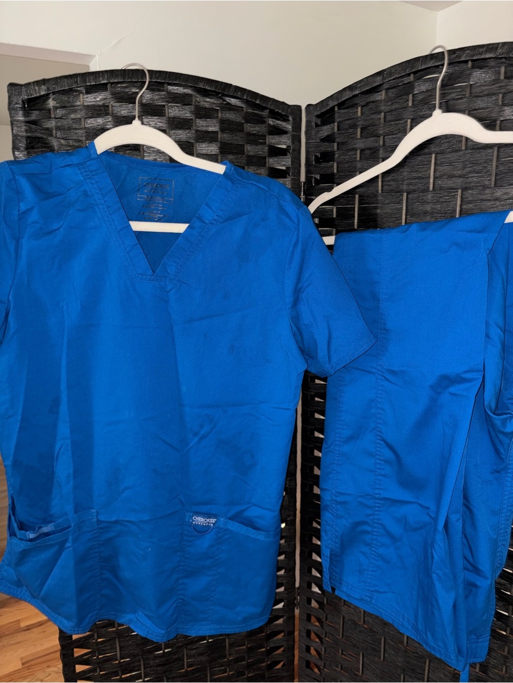 Cherokee Royal Blue Women's V-Neck Scrub Top and Pants